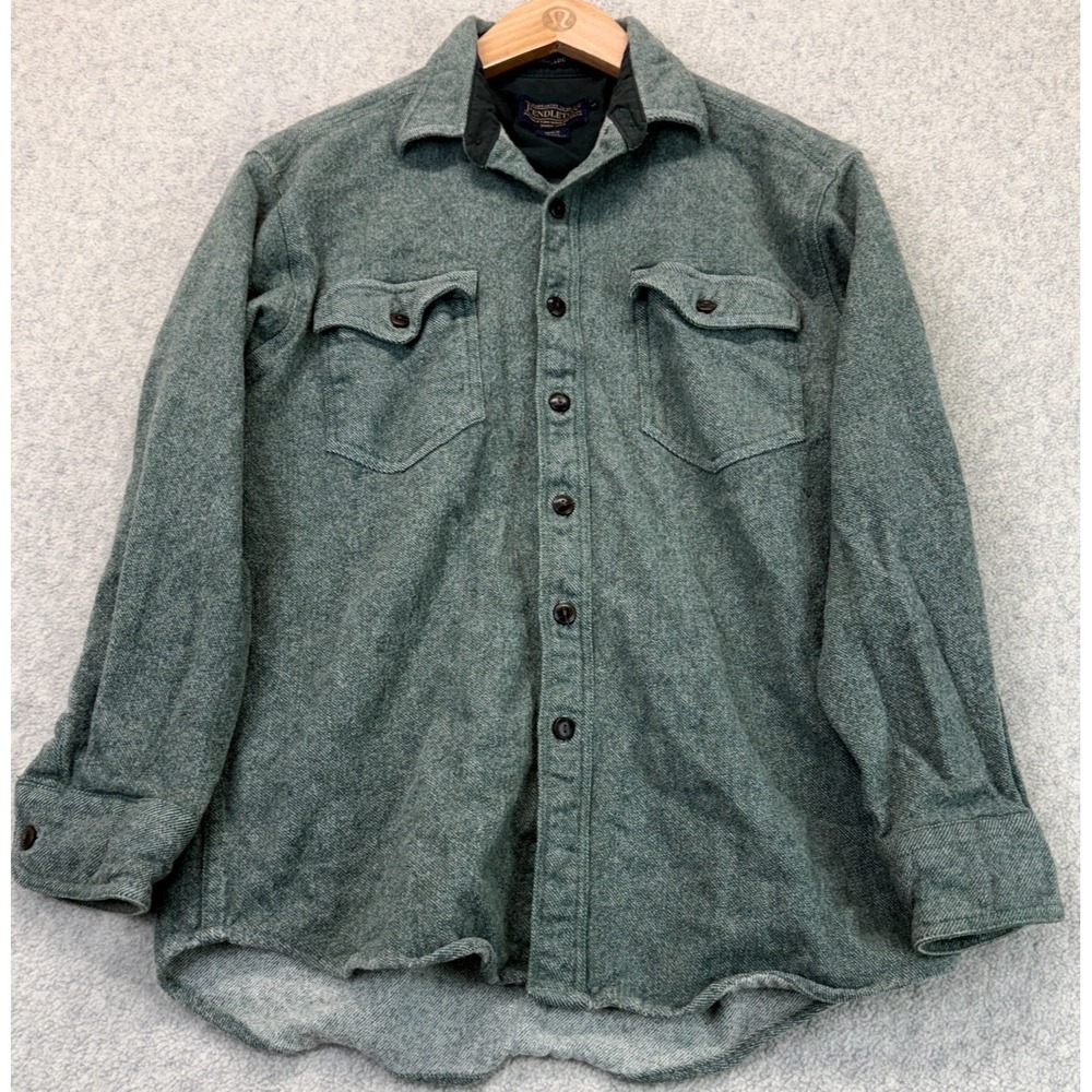 Vintage Pendleton Cascade Mens Flannel Shirt Jacket Green Flap Pockets M